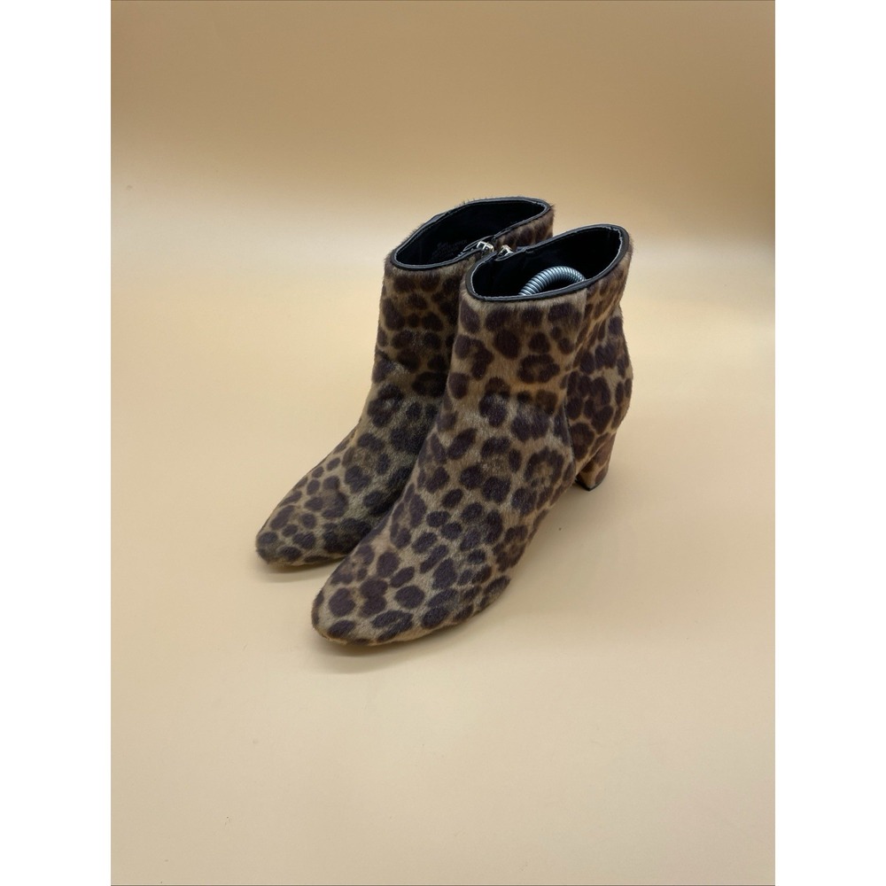 Nine West Faux Fur Cheetah Heeled Boots Size 8 M‎